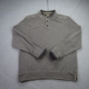 Carbon 2‎ Cobalt Sweater Mens Medium Gray Pullover Henley Long Sleeve Cotton